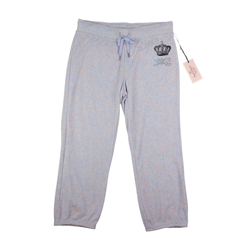 Juicy Couture‎ Women Small Terry Cropped Pants Crown Logo Y2K Paris Hilton Retro